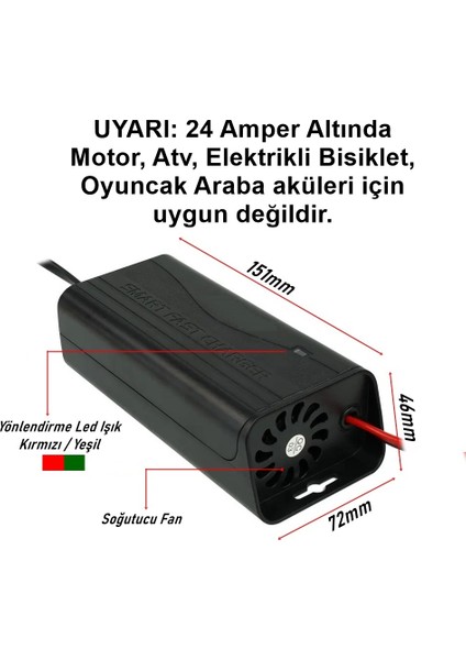 TechMore 12v Akü Şarj Cihazı 24 - 72 Amper Arası Aküler İçindir