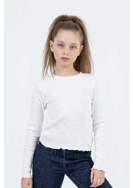 Uzun Kollu Fitilli Etek Ucu ve Kol Ucu Dalgalı Streç Pamuklu Kız Çocuk Body fiyatları