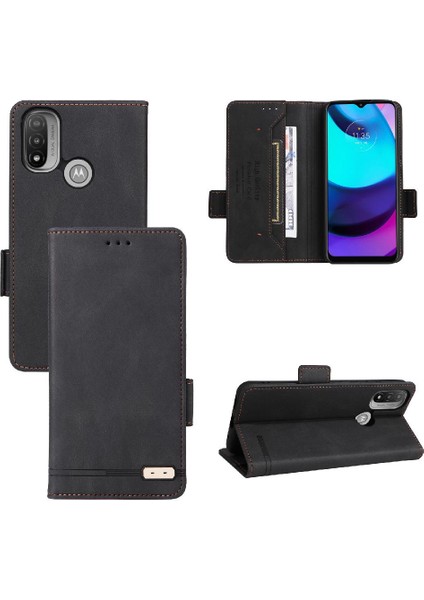 Motorola Motorola E20/E30/E40 Deri Folio Flip Case Koruyucu Kılıf (Yurt Dışından)