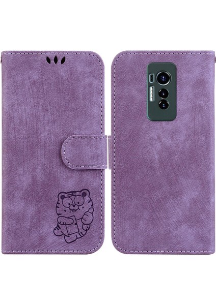 Tecno Phantom x Tutucu Kapak Kabartmalı Sevimli Kaplan Kartı Cep Kılıfı (Yurt Dışından)