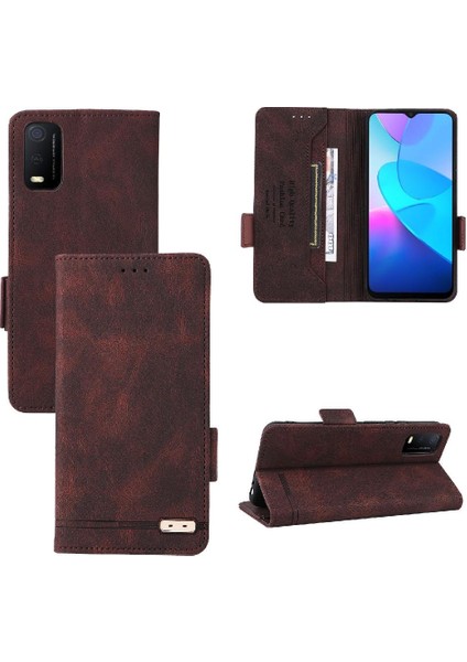 Vivo Y3S 2021 Kart Ekleme Deri Için Kılıf Folio Flip Case Koruyucu (Yurt Dışından)