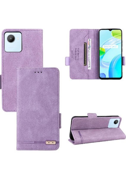 Oppo Realme C30 Kart Ekleme Deri Için Kılıf Folio Flip Case Tam (Yurt Dışından)