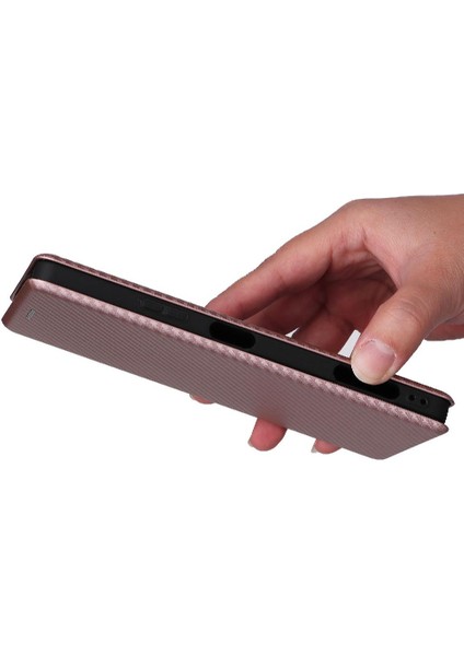 Sony Xperia Pro-I Deri Folio Flip Case Için Kılıf Manyetik Karbon Fiber (Yurt Dışından)