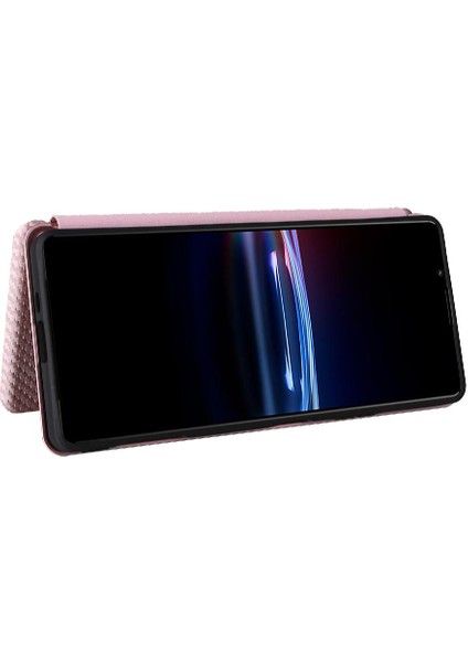 Sony Xperia Pro-I Deri Folio Flip Case Için Kılıf Manyetik Karbon Fiber (Yurt Dışından)