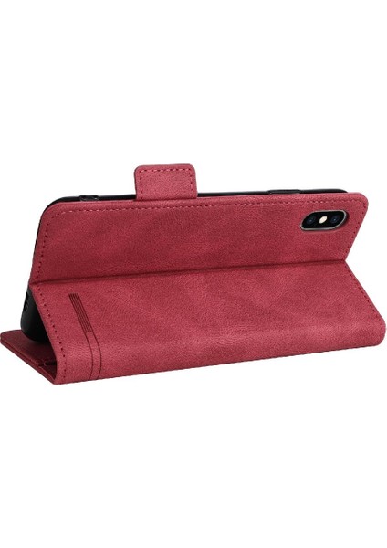 Kart Tutucu ile iphone Xs Max Için Kılıf Kickstand Deri Folio Flip Case (Yurt Dışından)