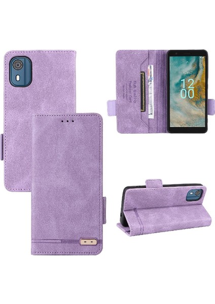 Nokia C02 Deri Folio Flip Case Için Kılıf Tam Koruma Koruyucu (Yurt Dışından)