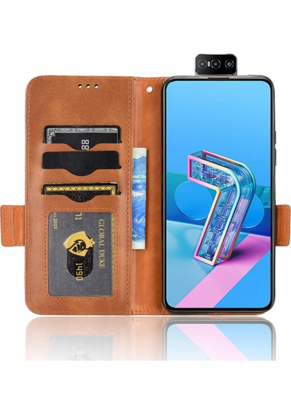 Asus Zenfone 8 Için Kılıf Flip Kapak Görüntüleme Standı Pu Deri Cüzdan 3 (Yurt Dışından)