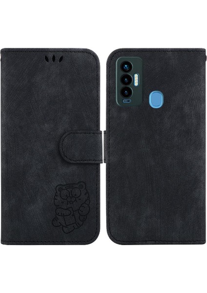 Tecno Camon 18I Kabartmalı Sevimli Kaplan Flip Folio Kart Cep Cüzdan Için Kılıf (Yurt Dışından)