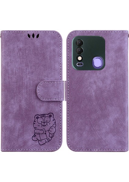 Tecno Spark 8/8t Flip Folio Kart Cep Kabartmalı Sevimli Kaplan Kapağı (Yurt Dışından)