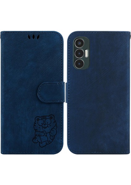 Tecno Pova 3 Kabartmalı Sevimli Kaplan Tutucu Kapak Flip Folio Kart Için Kılıf (Yurt Dışından)