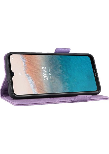 Kart Tutucu Kickstand Deri Folio Flip ile Nokia C21 Plus Için Kılıf (Yurt Dışından)