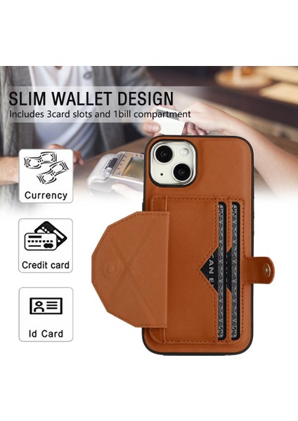 IPhone 15 Için Kılıf Artı Kart Tutucu Kickstand Koruyucu Kapak Premium Pu (Yurt Dışından)