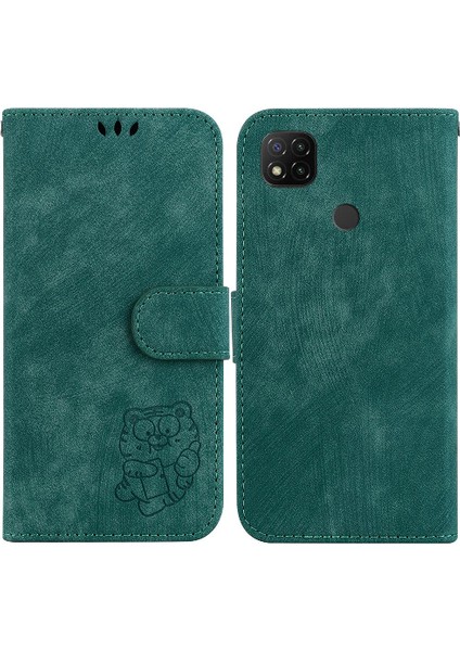 Xiaomi Redmi 9c Flip Folio Kabartmalı Sevimli Kaplan Tutucu Kapak Kılıf (Yurt Dışından)