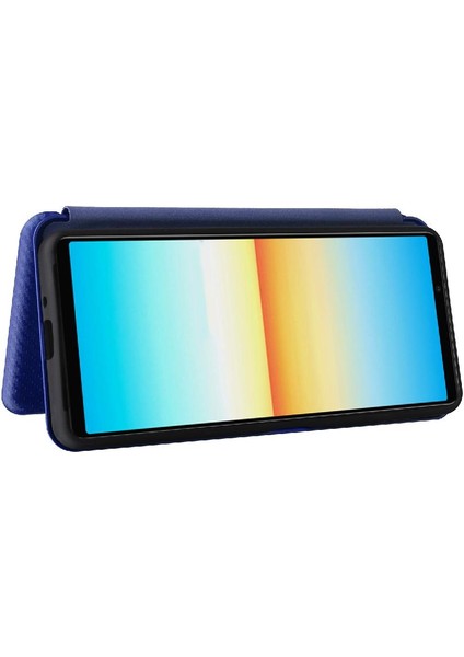 Gx Shop Sony 10 Iv Deri Folio Flip Case Için Kılıf Manyetik Karbon Fiber Tam (Yurt Dışından)