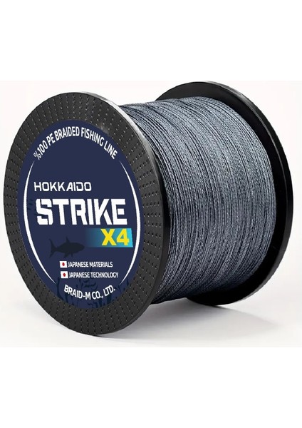 Hokkaido Strike 0.50 mm X4-4 Katlı 500 Metre,40.8 kg Çeker ,gri Renkli Ip,örgü,ipek Misina