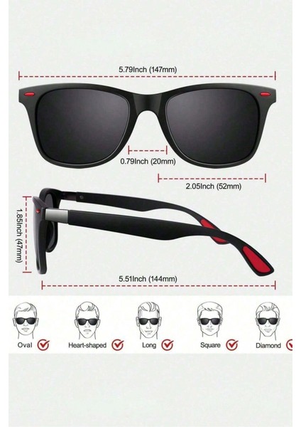Polarize Lens Kırmızı Çivi Detaylı Wayfarer Kadın Güneş Gözlüğü