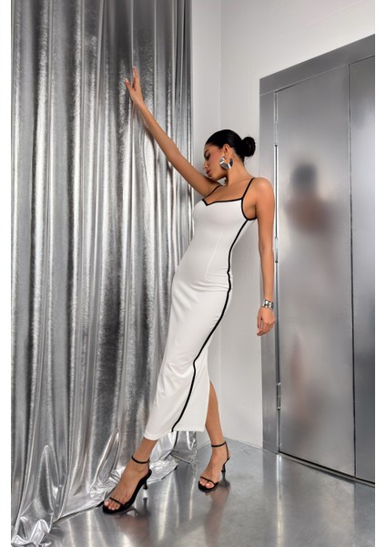 Biye Detay Askılı Kalp Yaka Elbise modelleri