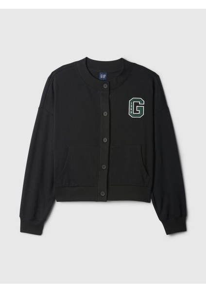 Kadın Siyah Gap Logo Vintage Soft Oversized Varsity Hırka