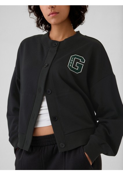 Kadın Siyah Gap Logo Vintage Soft Oversized Varsity Hırka