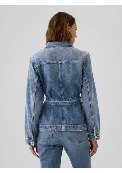 Kadın Mavi Ultrasoft Belted Denim Ceket indirimleri