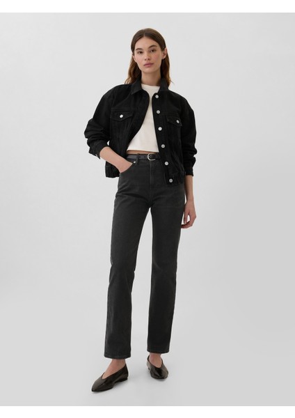 Kadın Siyah 90S Straight Jean Pantolon