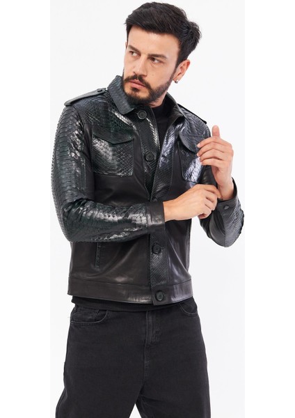 DER721P Hakiki Piton Derisi Erkek Yeşil Mont fiyatları