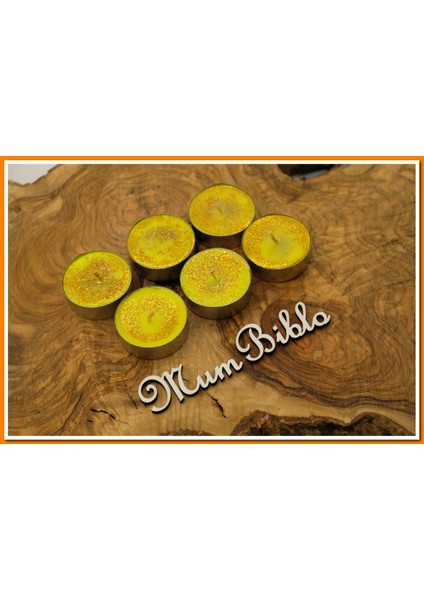 Mum Biblo Tealight Mum Sarı Renk Simli 6 Adet