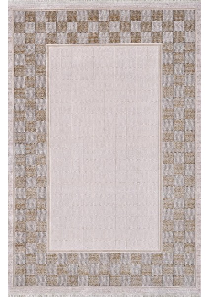 Mina 09106b Bej Gold Çerçeve Desen Bambu Halı