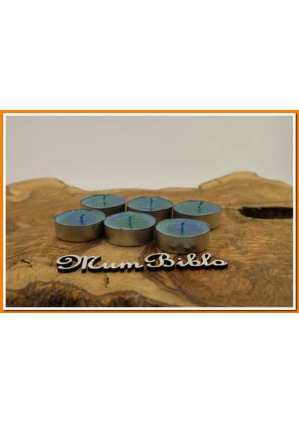 Tealight Mum Turkuaz Renk Simli 6 Adet