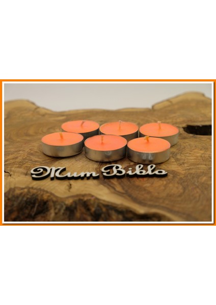 Mum Biblo Tealight Mum Turuncu Renk Simli 6 Adet