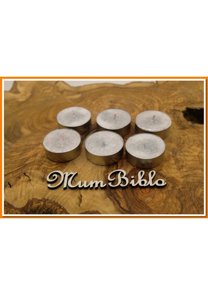 Tealight Mum Beyaz Renk Simli 6 Adet