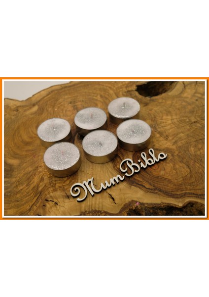 Tealight Mum Beyaz Renk Simli 6 Adet
