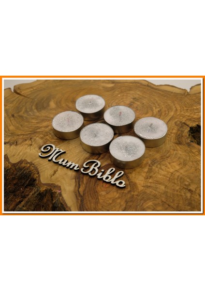 Tealight Mum Beyaz Renk Simli 6 Adet