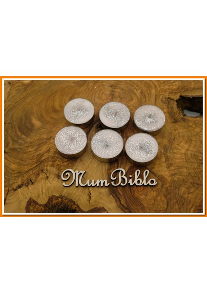 Tealight Mum Beyaz Renk Simli 6 Adet