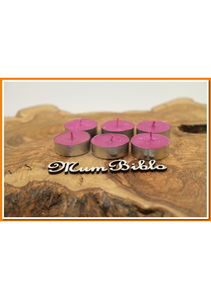 Tealight Mum Fuşya Renk Simli 6 Adet