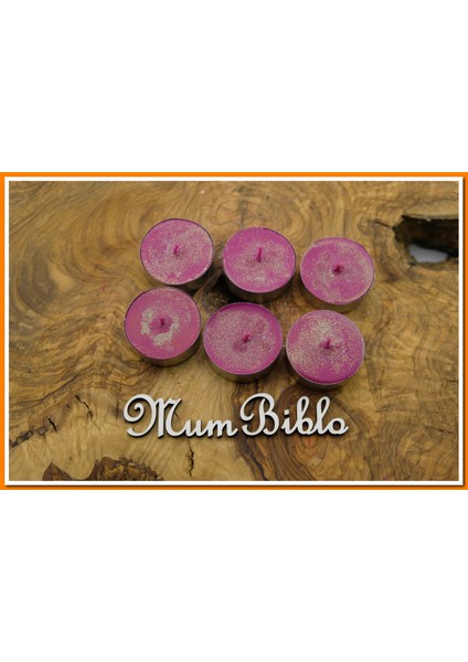 Tealight Mum Fuşya Renk Simli 6 Adet