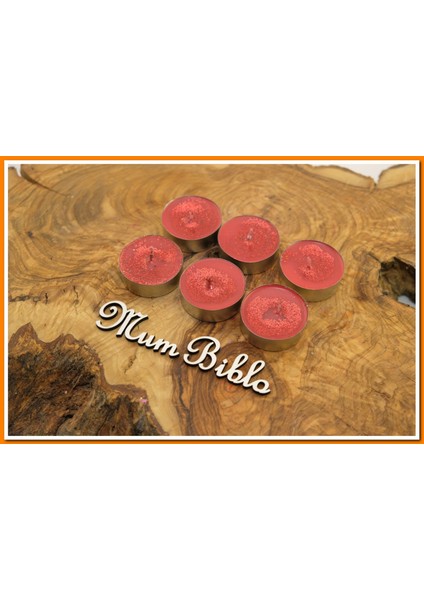 Tealight Mum Kırmızı Renk Simli 6 Adet