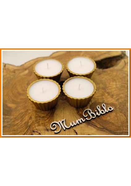 Mumluk Cupcake Koyu Altın Renk Beyaz Mum fiyatları