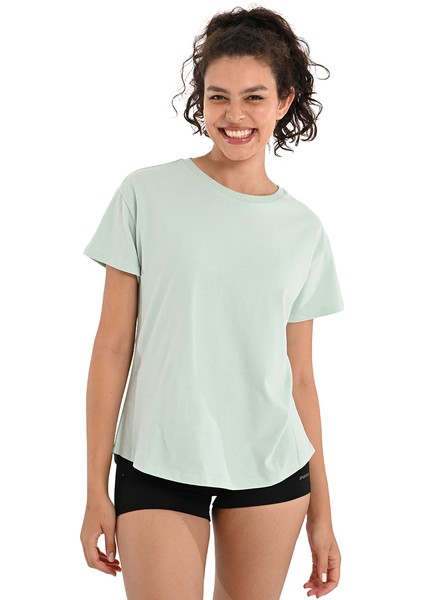 Icona2 Kadın Yeşil Günlük Stil T-Shirt 24YKTL18D20-MNT