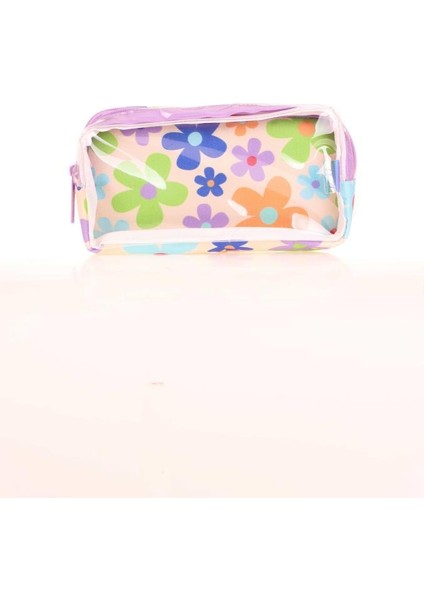 Transparent Spring Kalem Çantası Colorful Flowers K2613