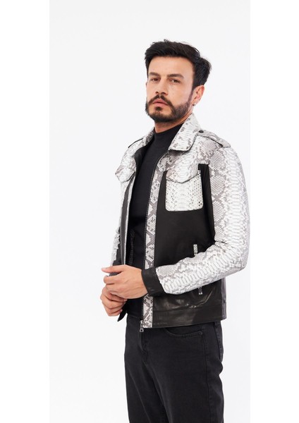 DER737P Hakiki Piton Derisi Erkek Bej Mont fiyatları