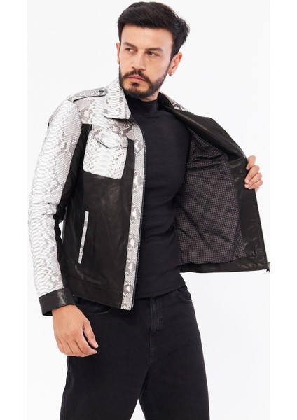 DER737P Hakiki Piton Derisi Erkek Bej Mont modelleri