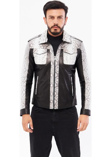 DER737P Hakiki Piton Derisi Erkek Bej Mont indirimleri