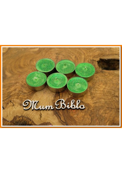 Tealight Mum Yeşil Renk Simli 6 Adet