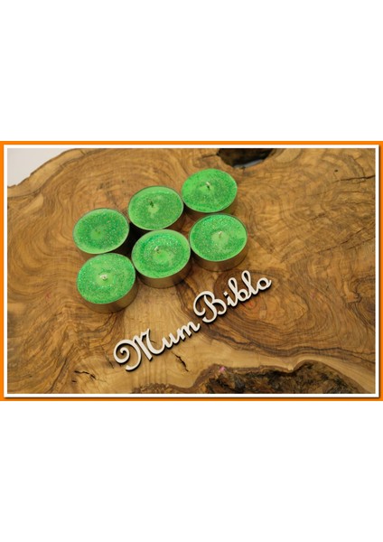 Tealight Mum Yeşil Renk Simli 6 Adet