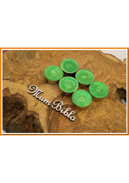 Tealight Mum Yeşil Renk Simli 6 Adet