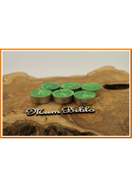 Tealight Mum Yeşil Renk Simli 6 Adet