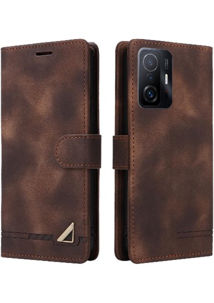 Xiaomi 11T/11T Pro Için Flip Case Basit Iş Deri Kılıf Darbeye (Yurt Dışından)