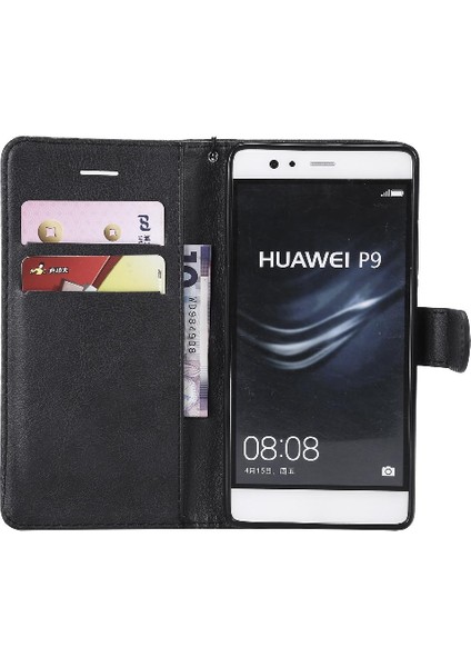 Huawei P9 Klasik Düz Renk Yüksek Kaliteli Deri Iş Için Flip Case (Yurt Dışından)