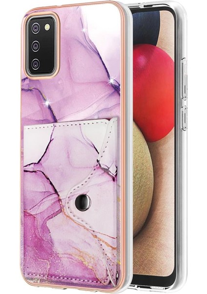 Samsung Galaxy A02S Ince Cüzdan Yumuşak Tpu Tampon Kart Yuvaları Mermer (Yurt Dışından)